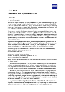 Esikatsele kuvaa ZEISS Apps End User License Agreement (EULA)