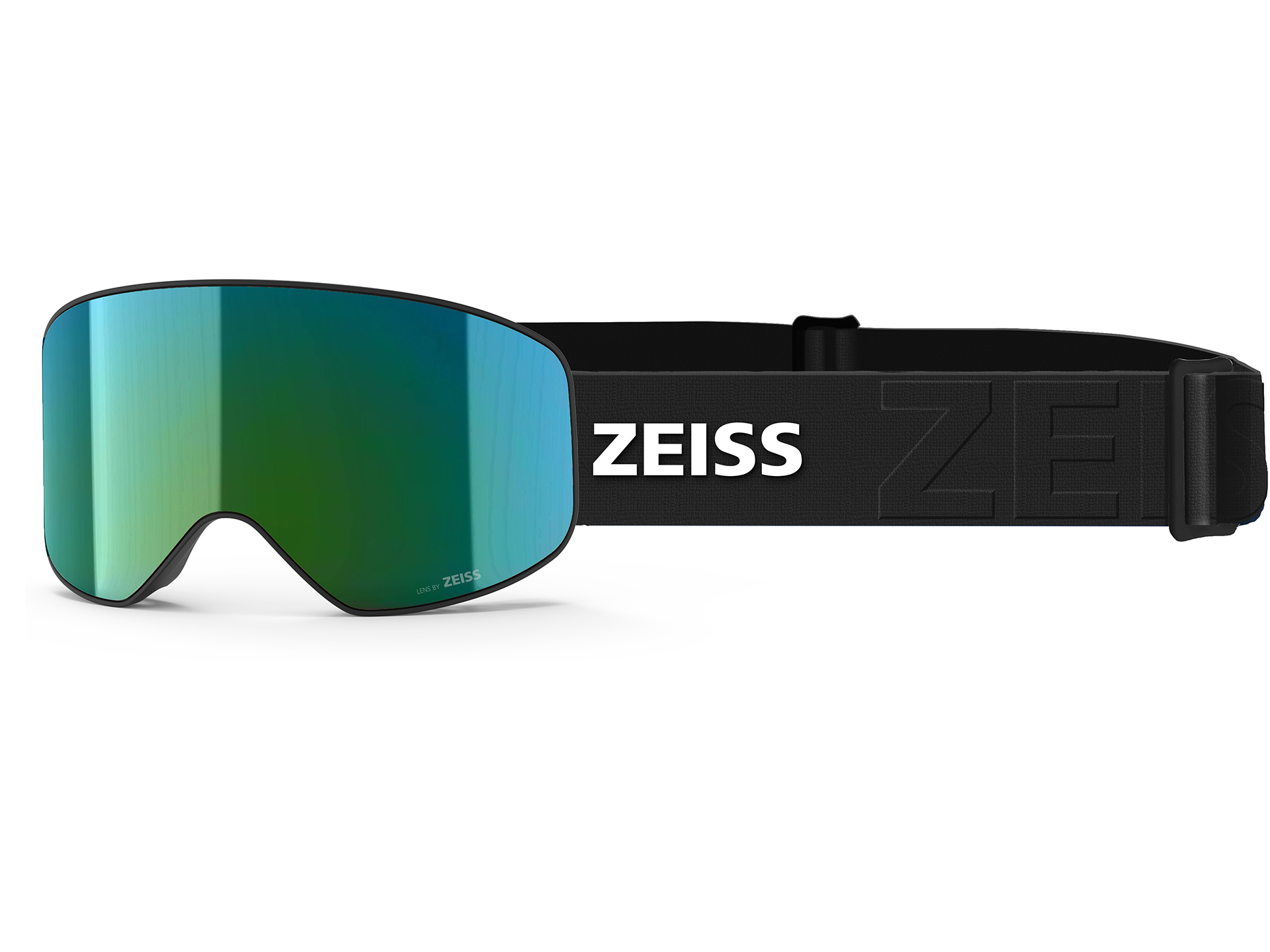 ZEISS-laskettelulasit, joissa on turkoosi visiiri ja musta hihna